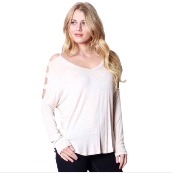 hangar27 Tops - Beige Ladder Cut Top